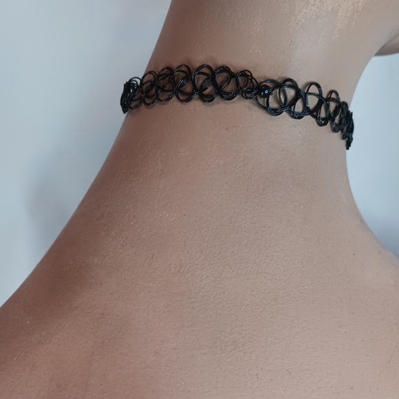 Black Tattoo Choker Necklace with Wicked Charm. - Picture 2 of 2